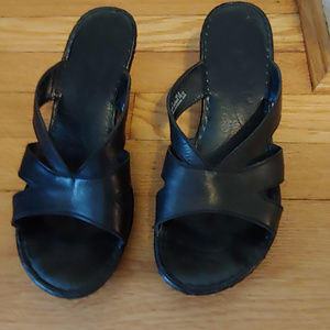 Black leather Born heel sandals 9